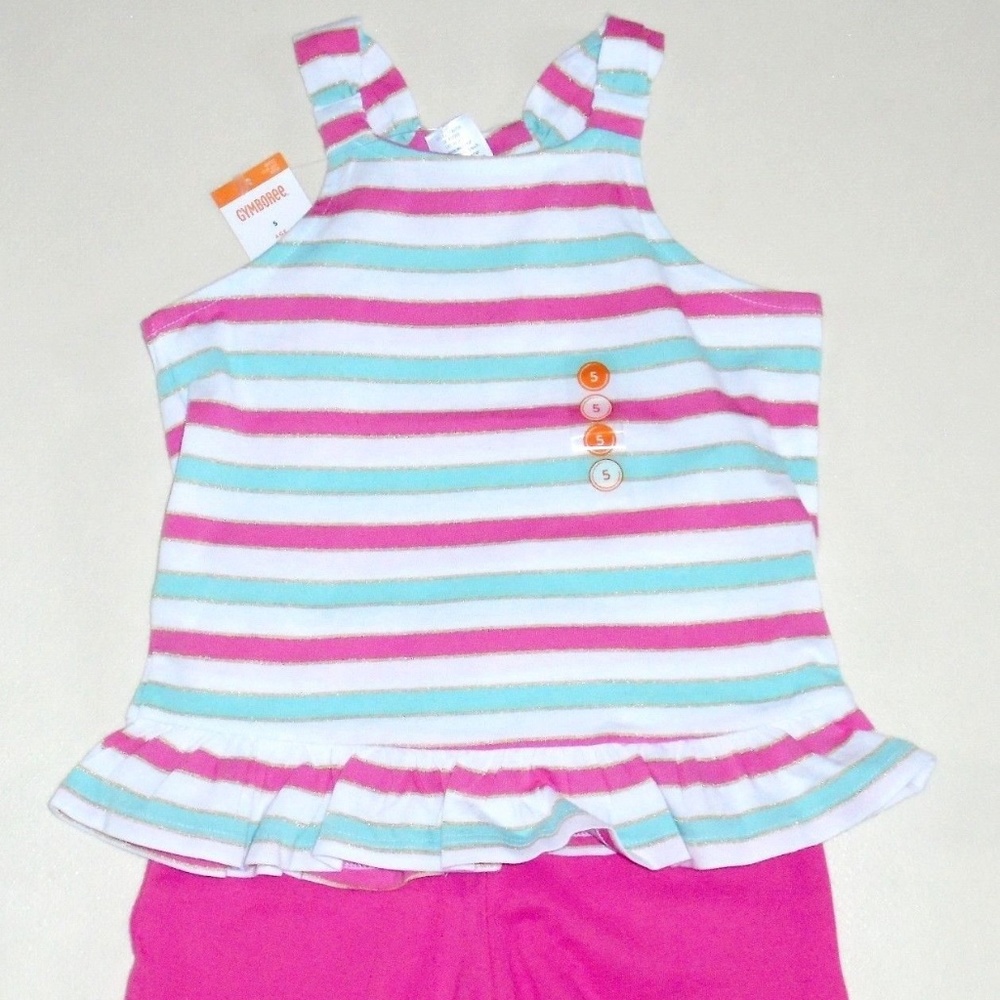 Gymboree Girls Striped Tank Pink Shorts Size 5 NEW